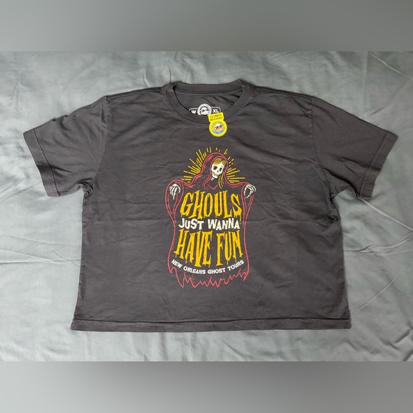 The Duck Company Women’s Black Ghouls/New Orleans Cropped T-Shirt, Size: XL, NWT - Picture 2 of 3
